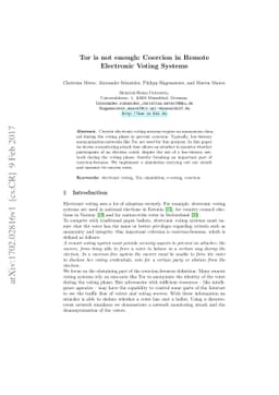 Tor is not enough: Coercion in Remote Electronic Voting Systems