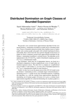 Distributed Domination on Graph Classes of Bounded Expansion