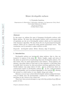 Bezier developable surfaces