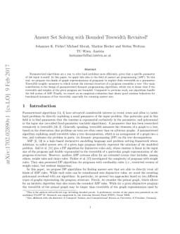 Answer Set Solving with Bounded Treewidth Revisited