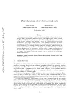 Policy Learning with Observational Data