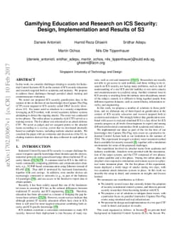 Gamifying Education and Research on ICS Security: Design, Implementation
  and Results of S3