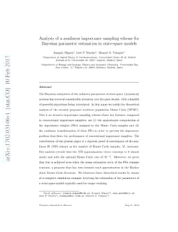 Analysis of a nonlinear importance sampling scheme for Bayesian
  parameter estimation in state-space models