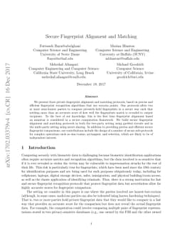 Secure Fingerprint Alignment and Matching Protocols