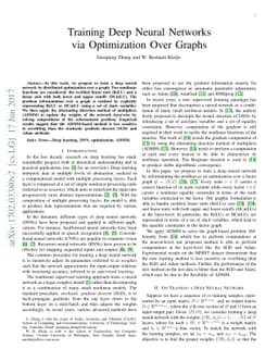 Training Deep Neural Networks via Optimization Over Graphs