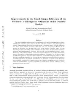 Improvements in the Small Sample Efficiency of the Minimum
  $S$-Divergence Estimators under Discrete Models