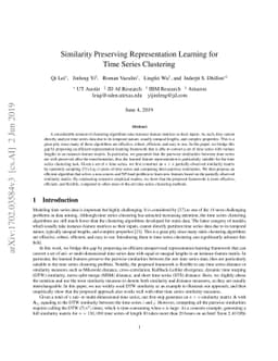 Similarity Preserving Representation Learning for Time Series Clustering