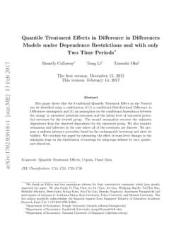 Quantile Treatment Effects in Difference in Differences Models under
  Dependence Restrictions and with only Two Time Periods