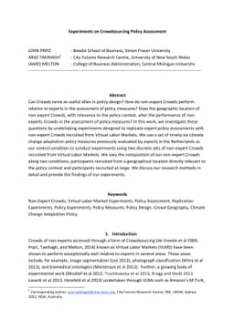 Experiments on Crowdsourcing Policy Assessment