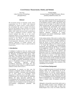 Crowd Science: Measurements, Models, and Methods