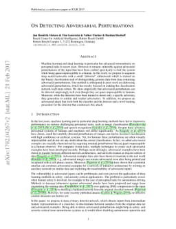 On Detecting Adversarial Perturbations