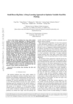 Small Boxes Big Data: A Deep Learning Approach to Optimize Variable
  Sized Bin Packing