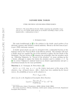 Satoshi Risk Tables