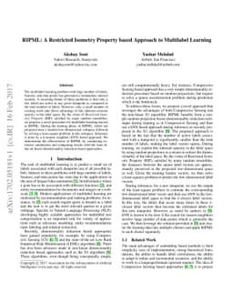 RIPML: A Restricted Isometry Property based Approach to Multilabel
  Learning