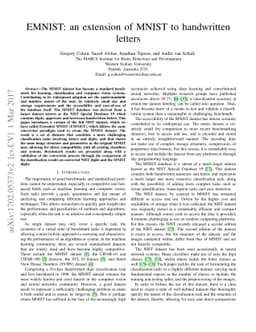 EMNIST: an extension of MNIST to handwritten letters