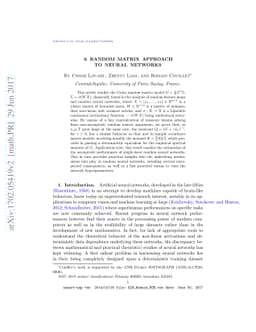 A Random Matrix Approach to Neural Networks