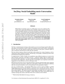 soc2seq: Social Embedding meets Conversation Model