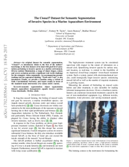 The Ciona17 Dataset for Semantic Segmentation of Invasive Species in a
  Marine Aquaculture Environment