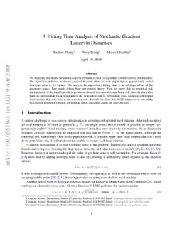 A Hitting Time Analysis of Stochastic Gradient Langevin Dynamics