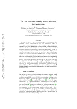 On Loss Functions for Deep Neural Networks in Classification