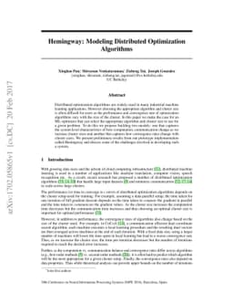 Hemingway: Modeling Distributed Optimization Algorithms