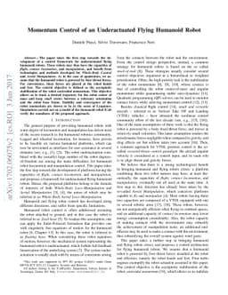 Momentum Control of an Underactuated Flying Humanoid Robot