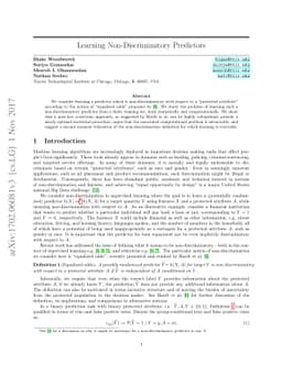 Learning Non-Discriminatory Predictors