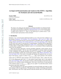 An Improved Parametrization and Analysis of the EXP3++ Algorithm for
  Stochastic and Adversarial Bandits