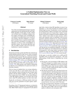 A Unified Optimization View on Generalized Matching Pursuit and
  Frank-Wolfe