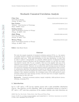 Stochastic Canonical Correlation Analysis