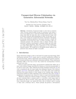 Unsupervised Diverse Colorization via Generative Adversarial Networks