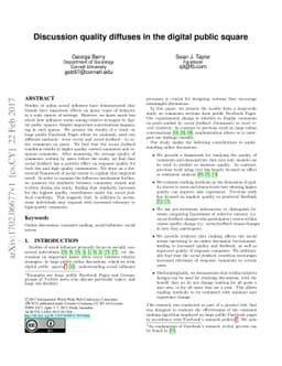 Discussion quality diffuses in the digital public square