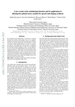 A new cosine series antialiasing function and its application to
  aliasing-free glottal source models for speech and singing synthesis