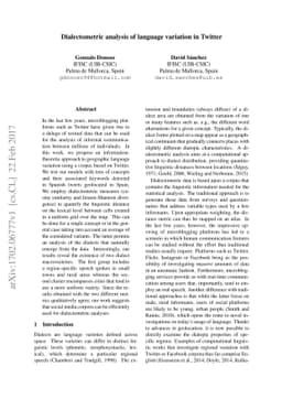 Dialectometric analysis of language variation in Twitter