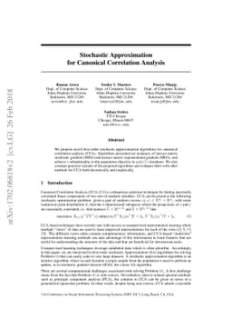 Stochastic Approximation for Canonical Correlation Analysis