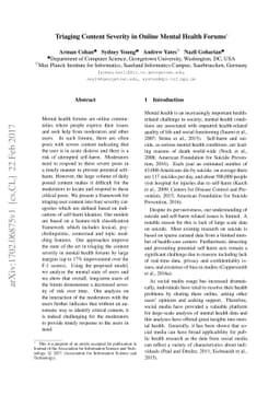 Triaging Content Severity in Online Mental Health Forums
