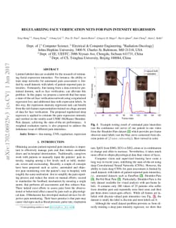 Regularizing Face Verification Nets For Pain Intensity Regression