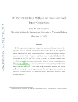 On Polynomial Time Methods for Exact Low Rank Tensor Completion