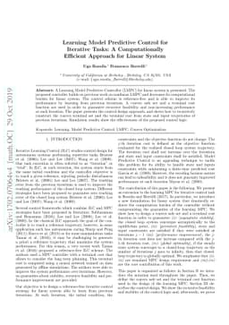 Learning Model Predictive Control for Iterative Tasks: A Computationally
  Efficient Approach for Linear System