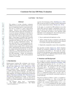 Consistent On-Line Off-Policy Evaluation