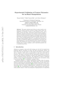 Experimental Validation of Contact Dynamics for In-Hand Manipulation