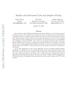 Bandits with Movement Costs and Adaptive Pricing