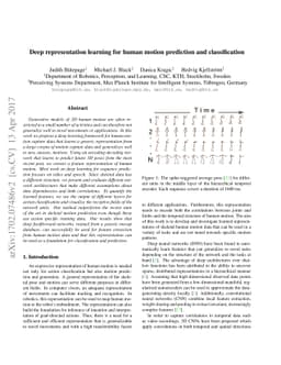 Deep representation learning for human motion prediction and
  classification