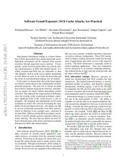 Software Grand Exposure: SGX Cache Attacks Are Practical