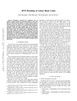 RNN Decoding of Linear Block Codes