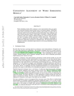 Consistent Alignment of Word Embedding Models