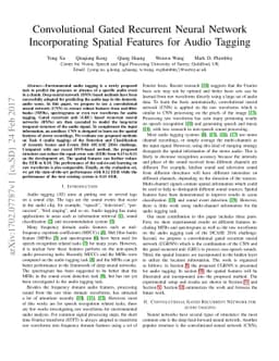 Convolutional Gated Recurrent Neural Network Incorporating Spatial
  Features for Audio Tagging