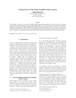 Critical Survey of the Freely Available Arabic Corpora