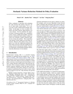Stochastic Variance Reduction Methods for Policy Evaluation