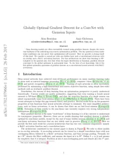 Globally Optimal Gradient Descent for a ConvNet with Gaussian Inputs